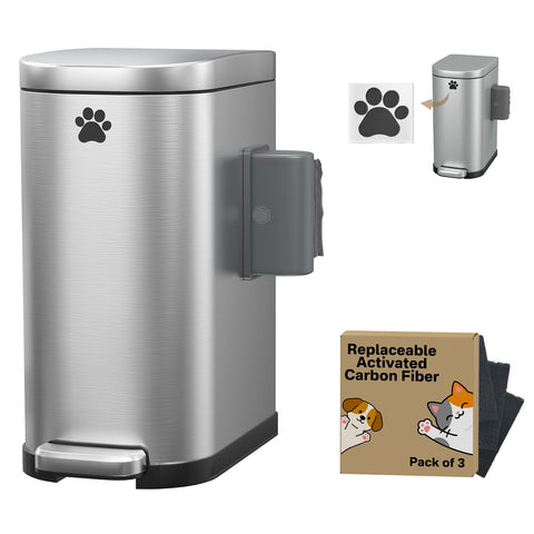 Organizelink dog poop trash can outside with lid for outdoor odor control.