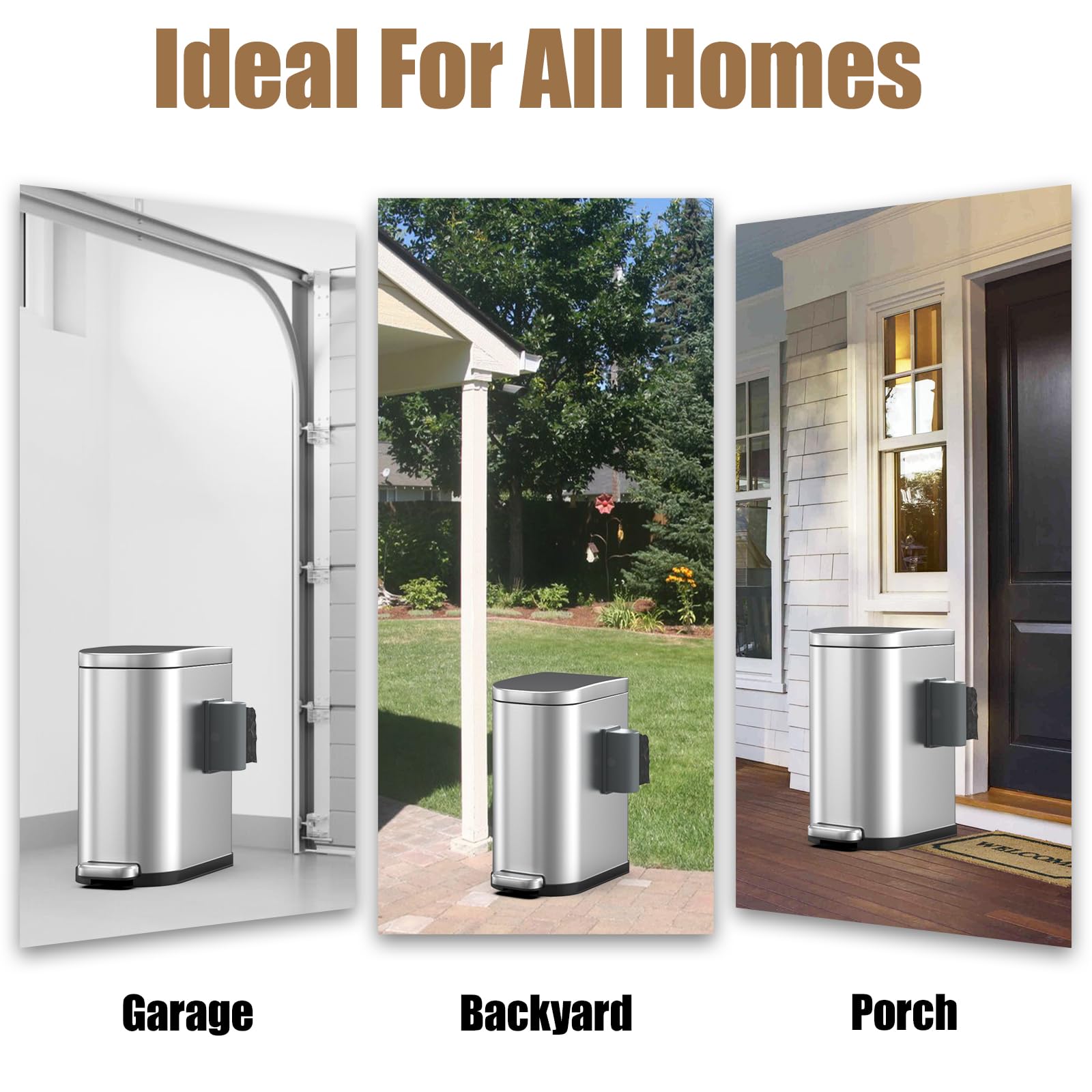 Organizelink durable outdoor garbage bin with carbon filters and easy cleanup.