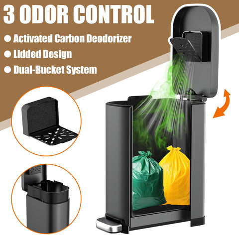 organizelink step pedal opens smoothly for hands-free, hygienic waste disposal.