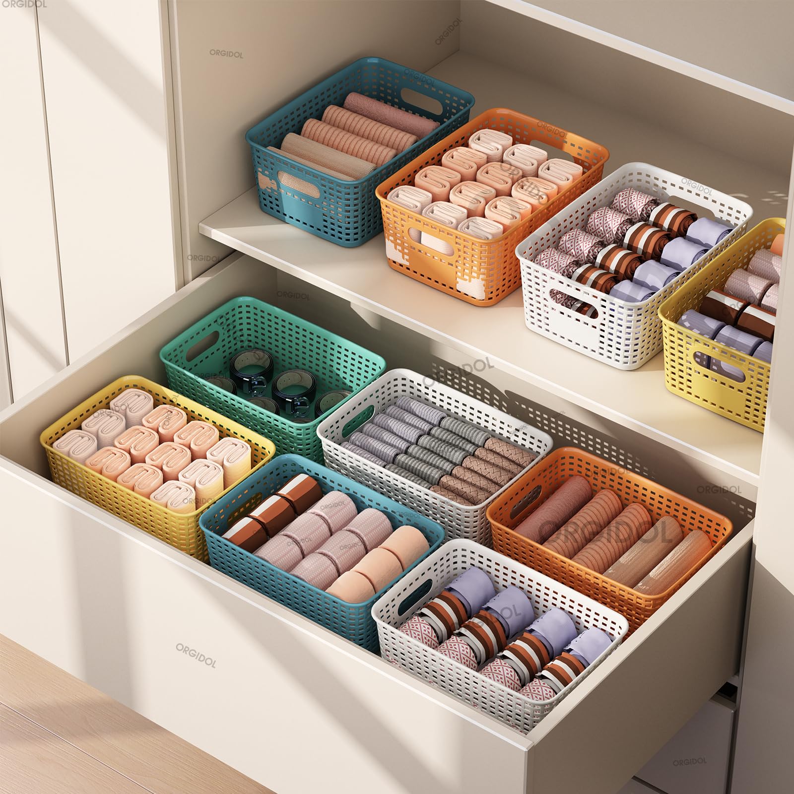 ORGIDOL lids protect contents from dust while staying organized.