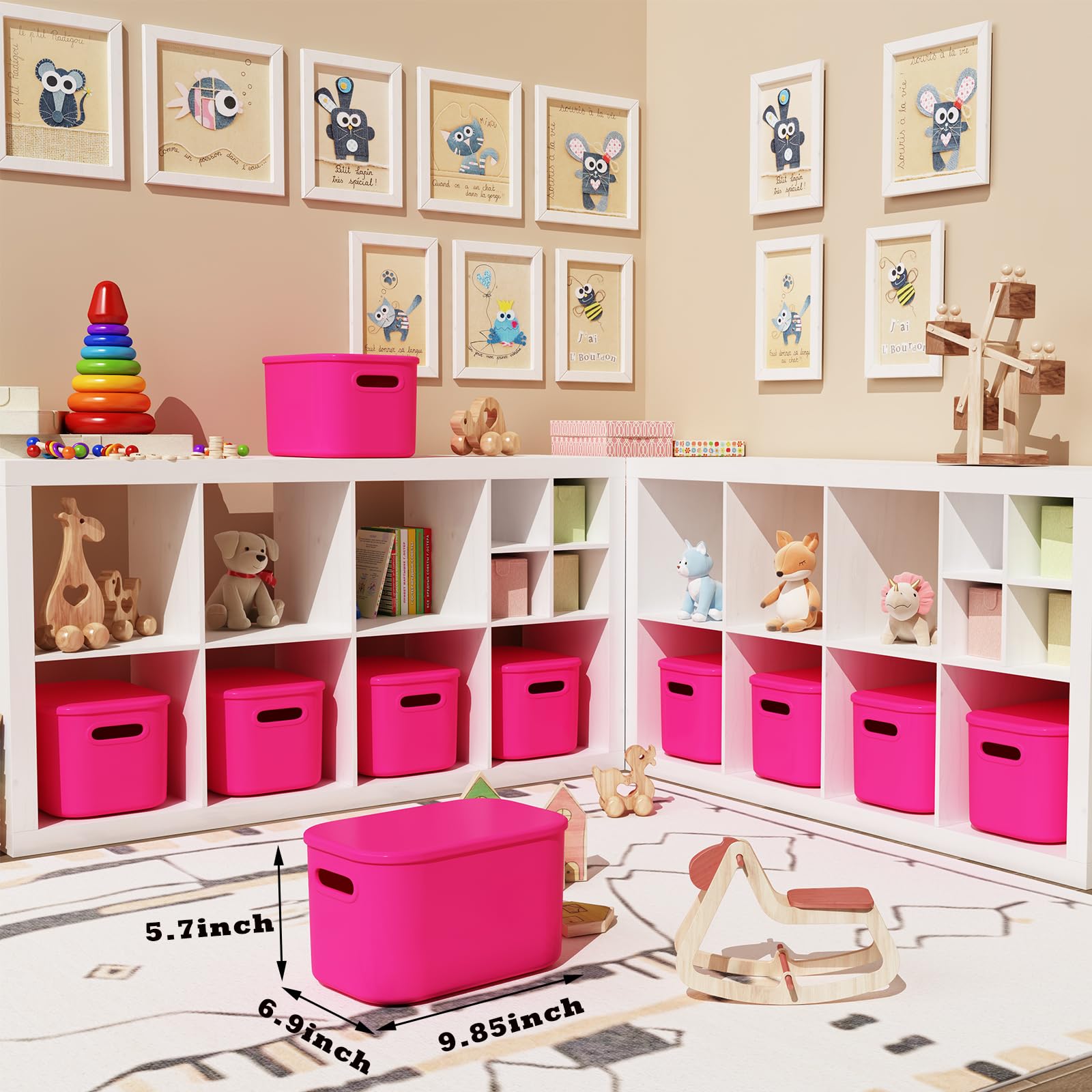 ORGIDOL pink stackable bin nests neatly to save space