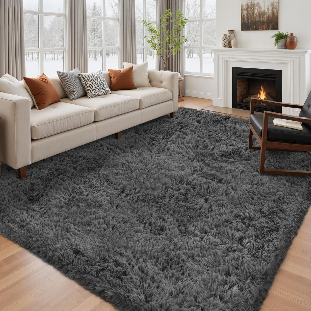 Oriannal ultra-soft fluffy 6x9 rug provides cloud-like comfort in living rooms.