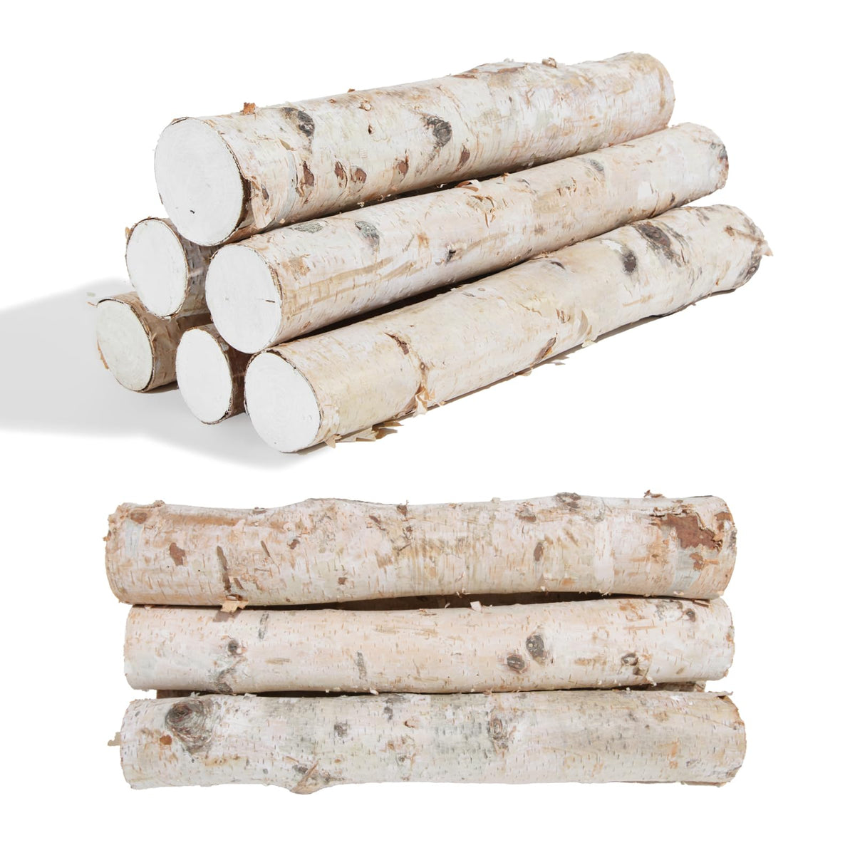 OriCre birch logs 6-pack packaging shows natural texture for decor.