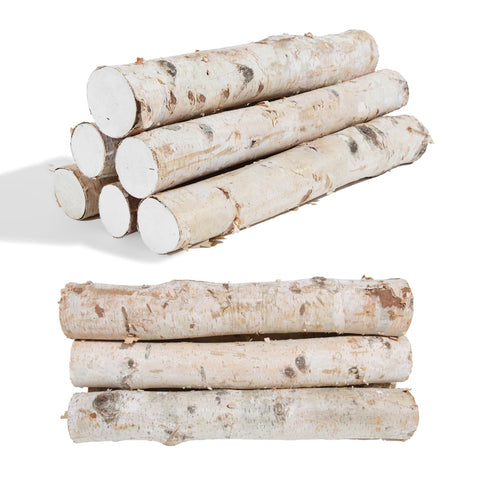 OriCre birch logs 6-pack packaging shows natural texture for decor.