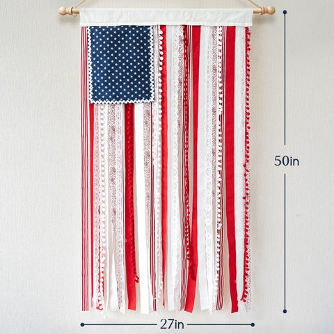 ORIENTAL CHERRY 4th of July rag flag highlights easy outdoor or indoor patriotic decor.