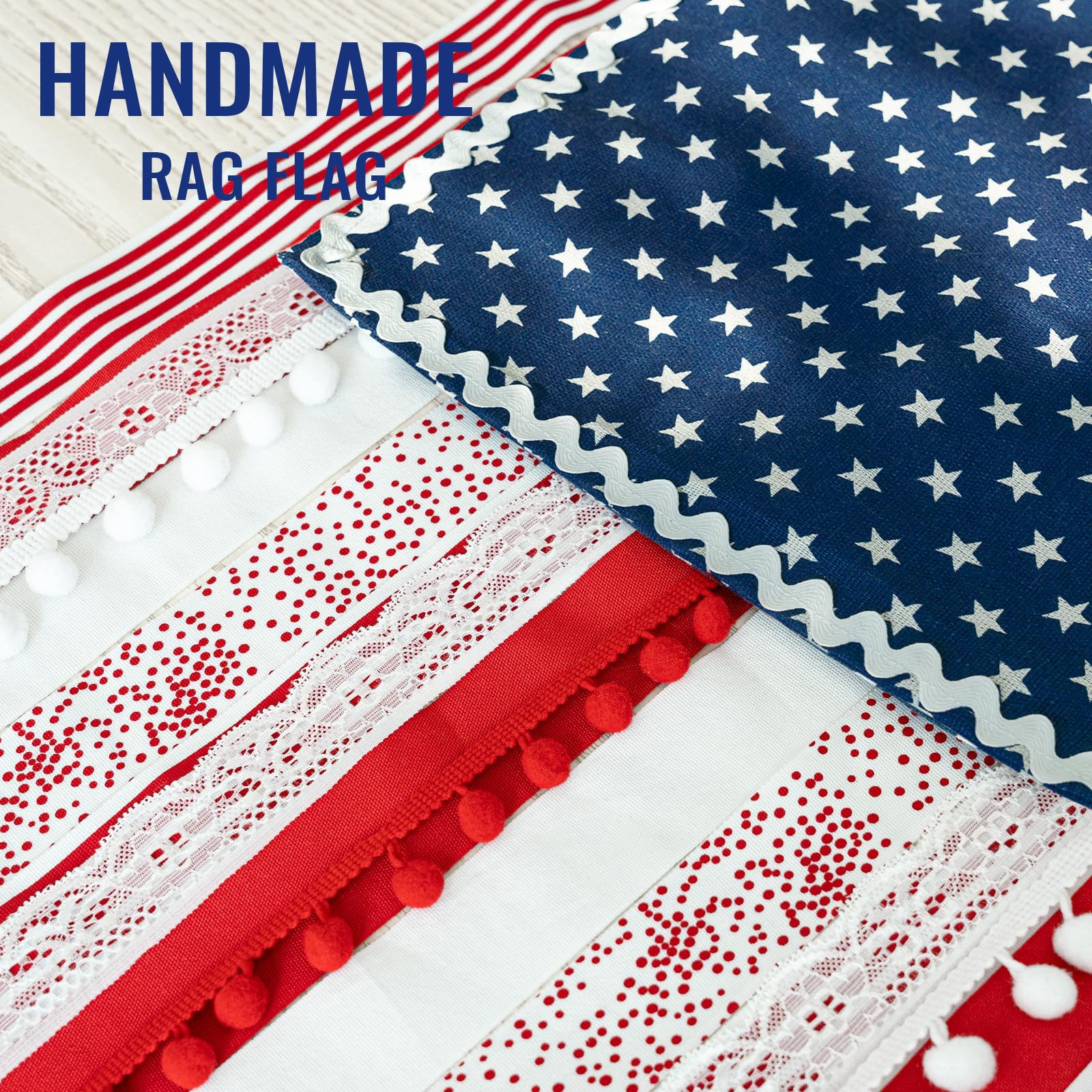 ORIENTAL CHERRY Memorial Day flag brings vintage textures and handmade detail to any display.