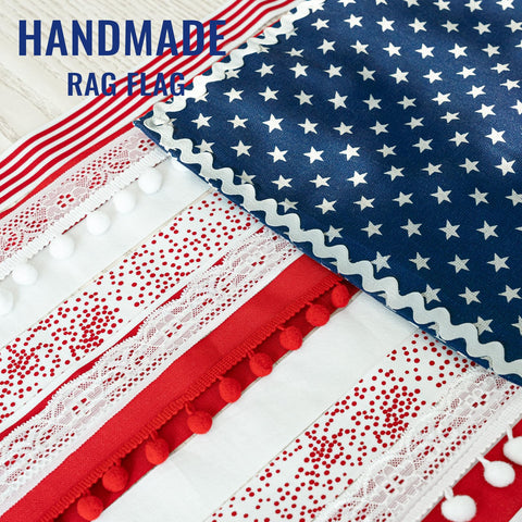 ORIENTAL CHERRY Memorial Day flag brings vintage textures and handmade detail to any display.