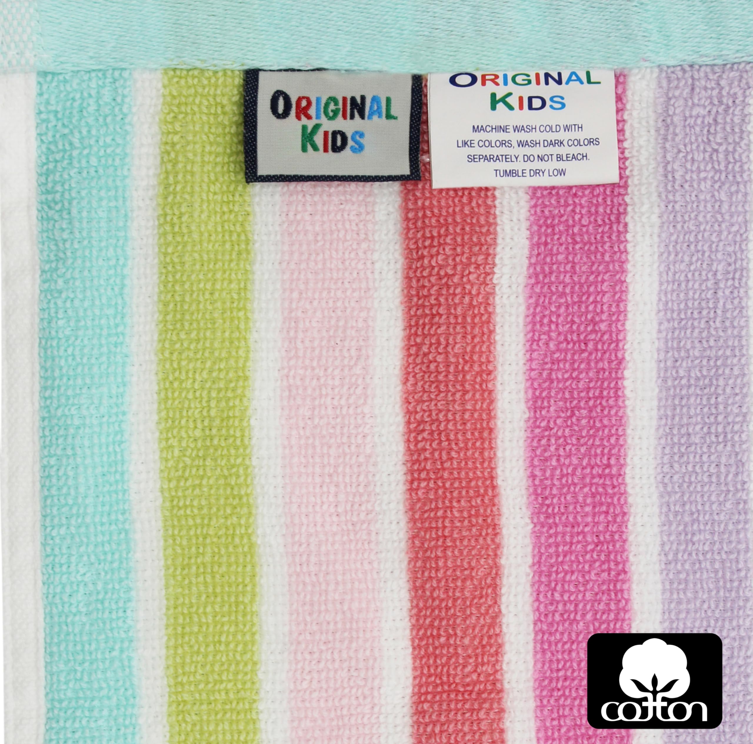 Original Kids pink multi-stripe design adds playful vibe to bathroom.