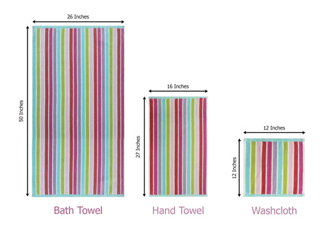 Original Kids washcloths 12x12 in pink multi-stripe, gentle on skin.