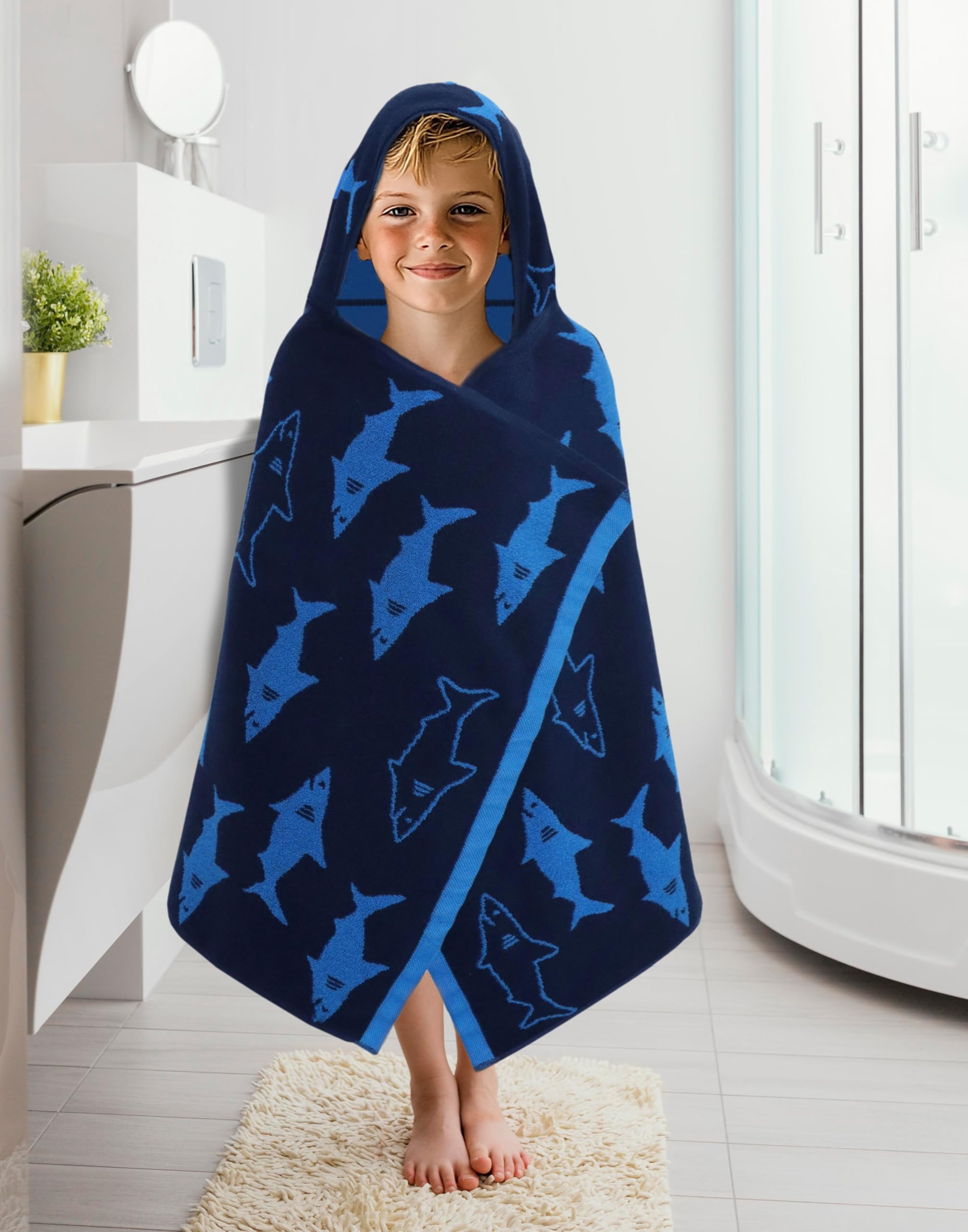 Original Kids hooded towel hood 19x10 inches for snug warmth.