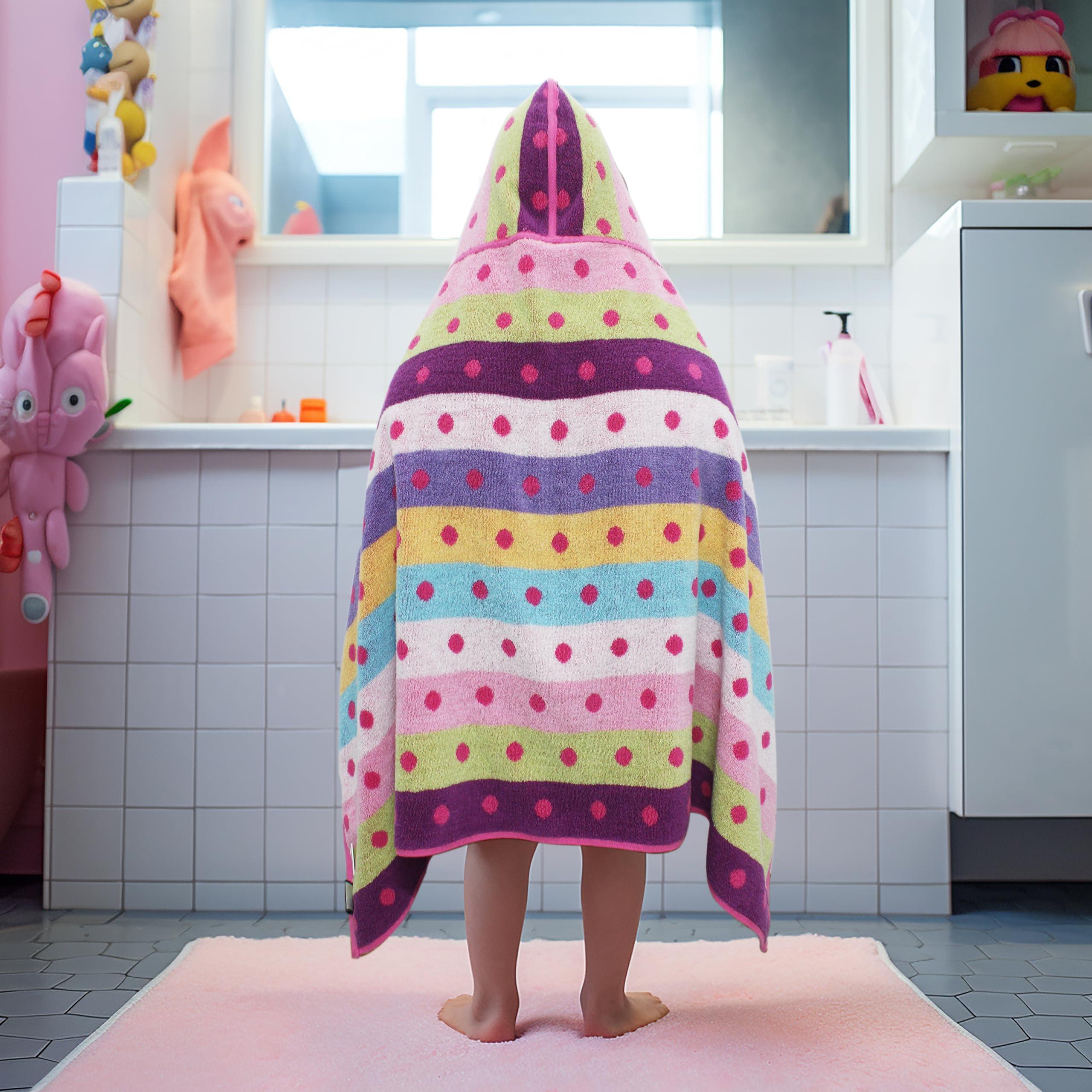 Original Kids hooded towel wrap reversible side candy stripes adds vibrant color for beach days