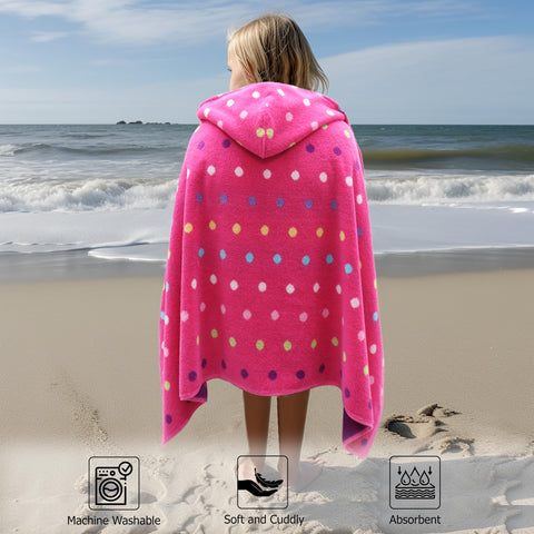Original Kids hooded towel wrap reversible side dots design offers playful texture for kids
