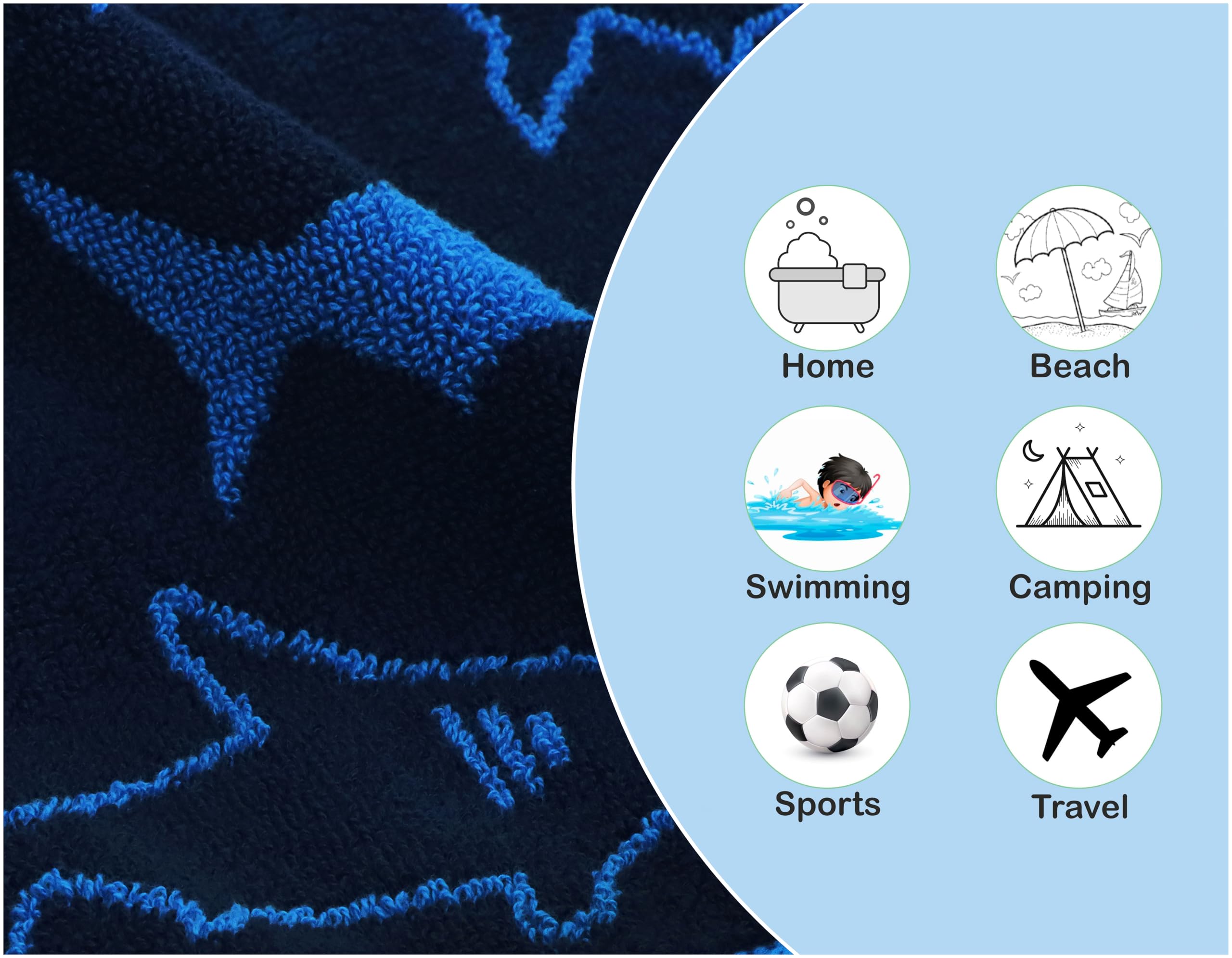 Original Kids navy blue towels display vibrant color and cozy feel.