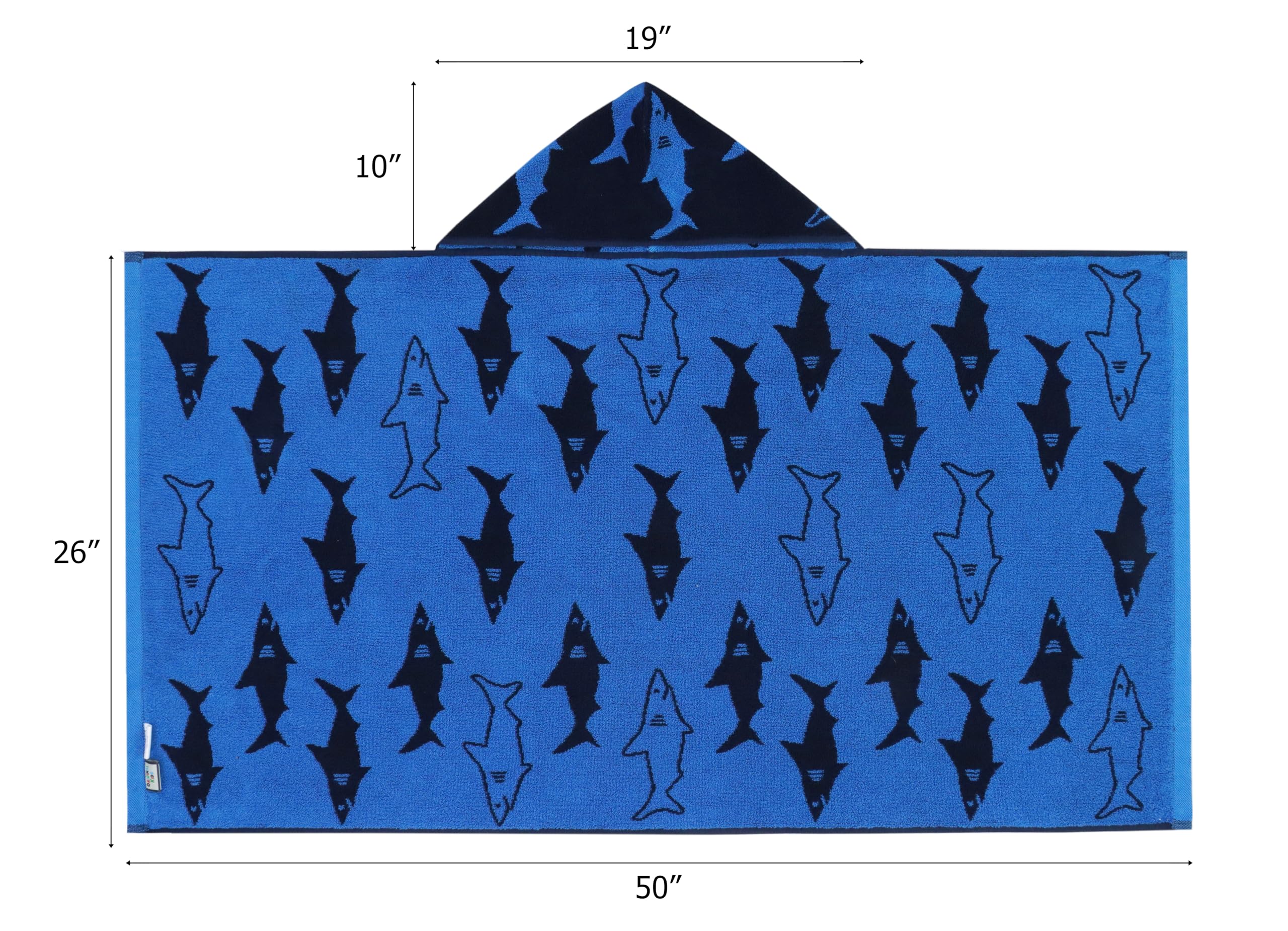 Original Kids shark attack hooded towel reversible design for versatile bath time.