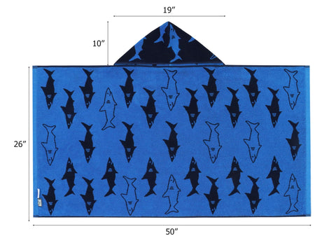 Original Kids shark attack hooded towel reversible design for versatile bath time.
