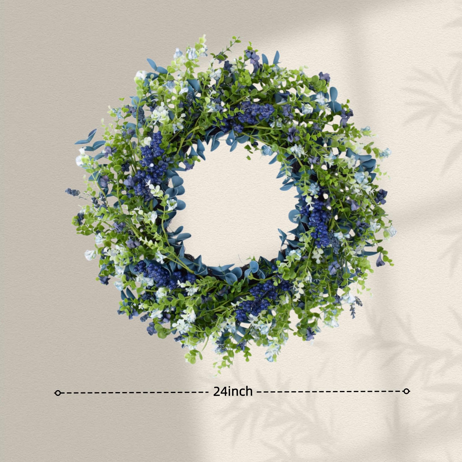 Orilium gradient paper flowers wreath with blue-to-white accents as an elegant focal point.