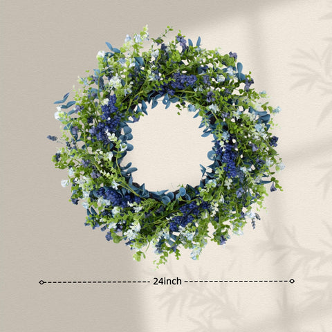 Orilium gradient paper flowers wreath with blue-to-white accents as an elegant focal point.
