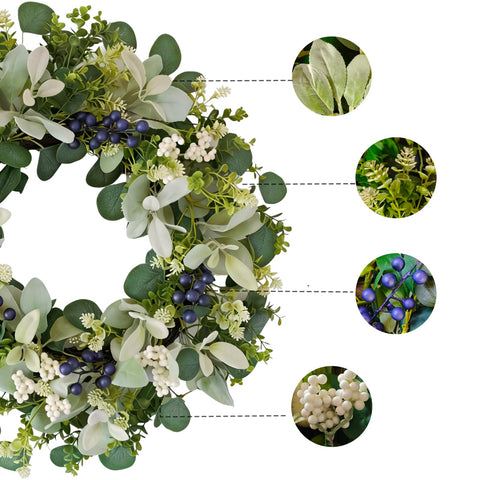 Orilium white and blue berries enhance seasonal charm.