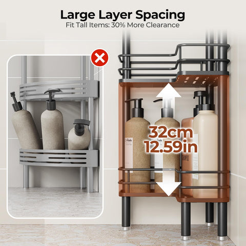 Orimade Caddy adjustable legs keep stability on uneven bathroom floors.