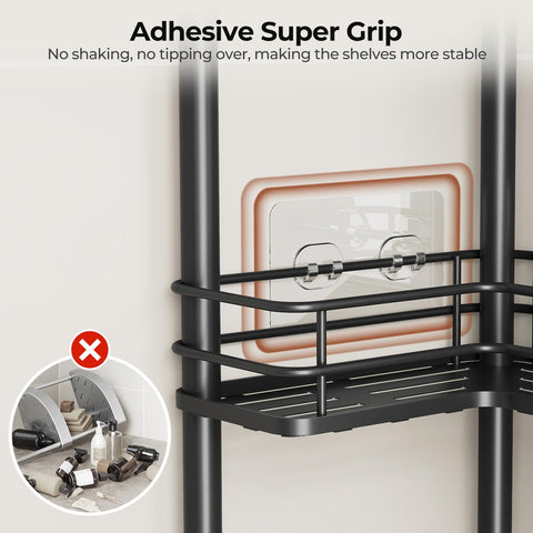 Orimade Rustproof Caddy large spacing accommodates tall bottles and bulky products.