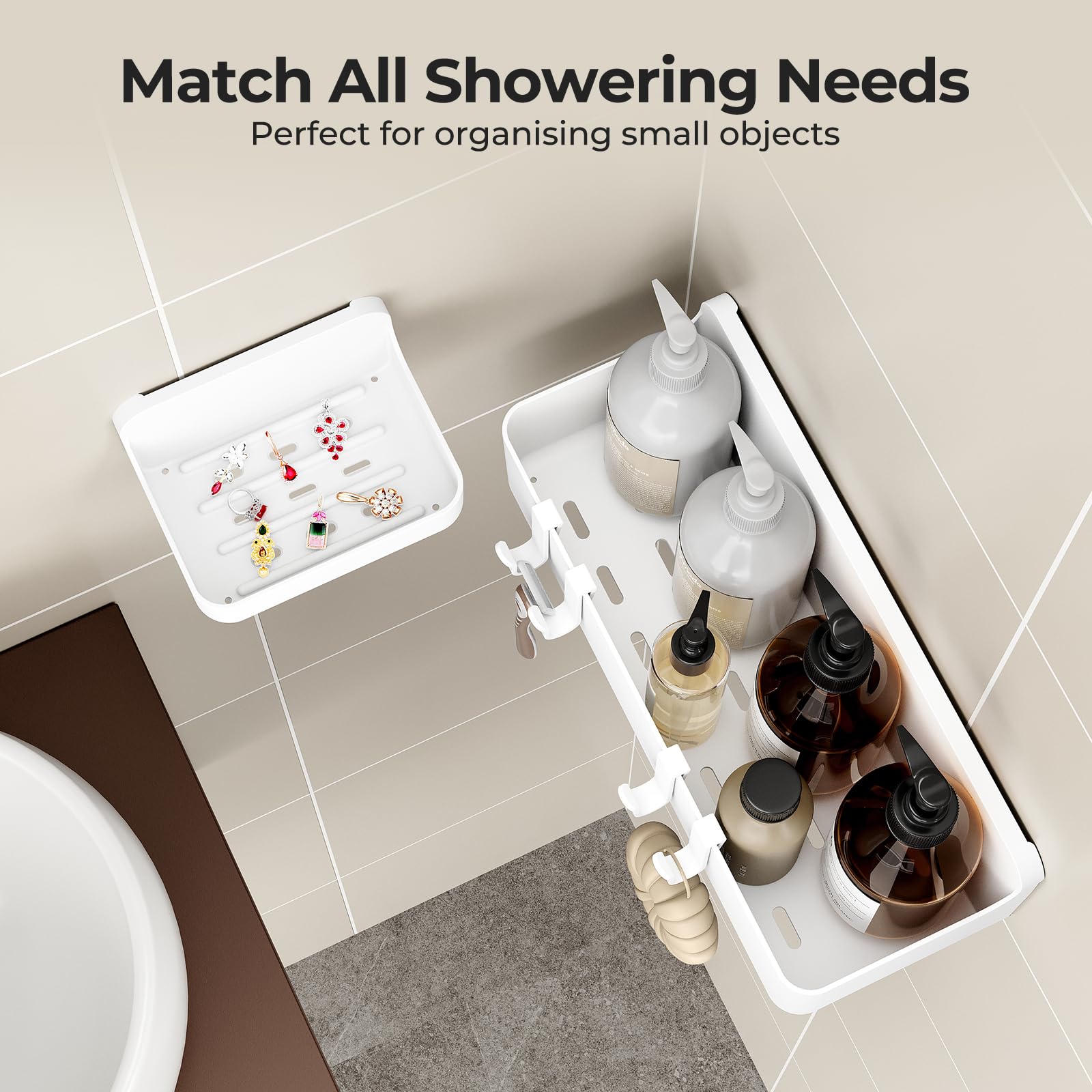 Orimade shower caddy no-drill installation using adhesive pads on smooth surfaces