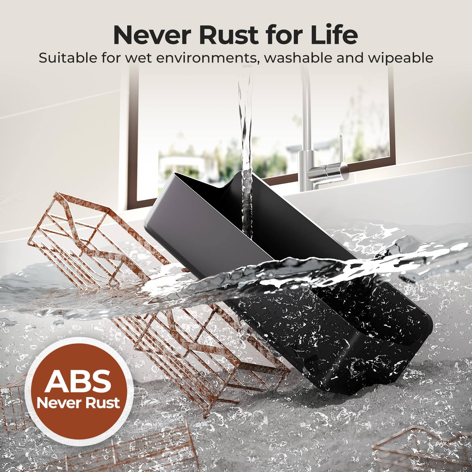 Orimade rustproof ABS plastic caddies resist moisture in wet bathrooms.