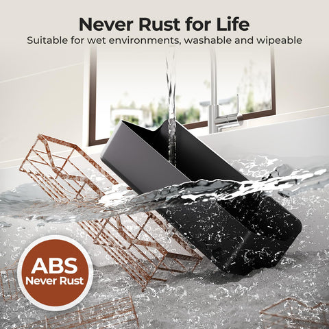 Orimade rustproof ABS plastic caddies resist moisture in wet bathrooms.
