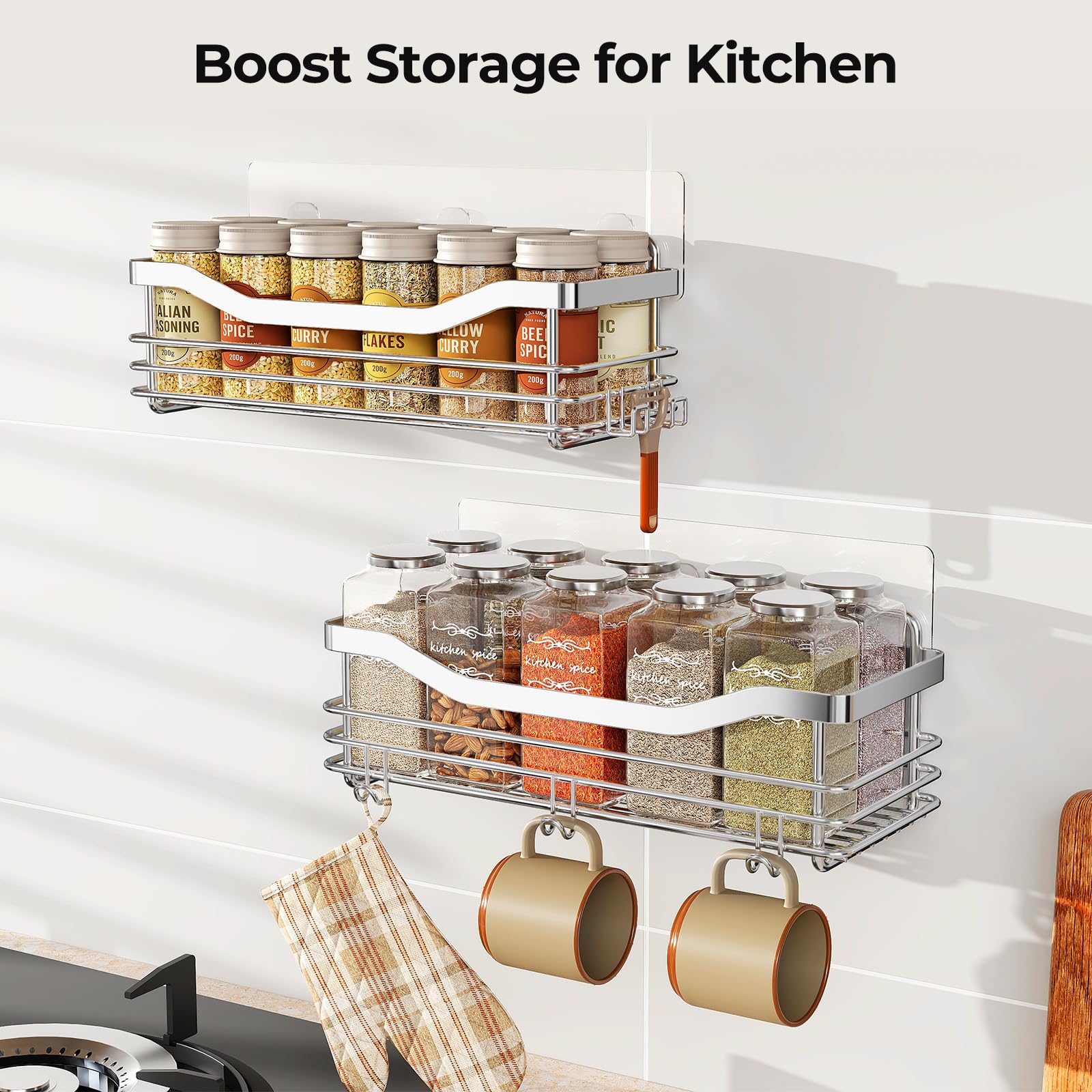 Orimade shower caddy side view highlights space-saving design.