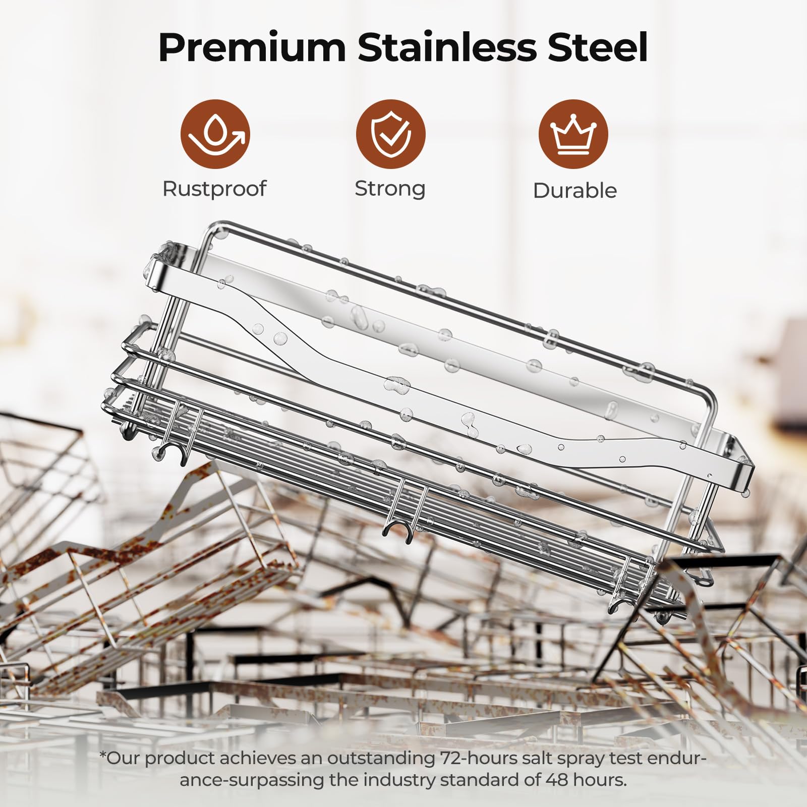 Orimade wall-mount no-drilling setup demonstrates damage-free installation.