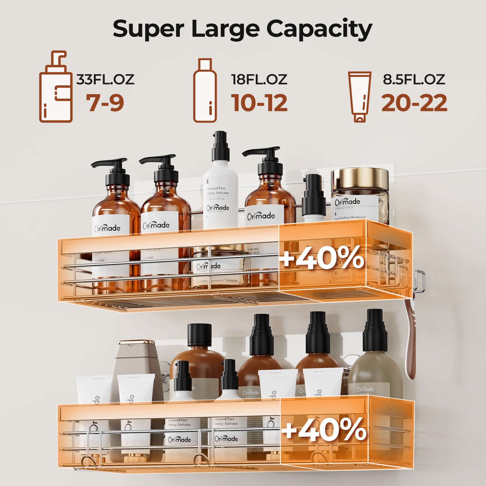 Orimade two-pack shower caddies for shared spaces.