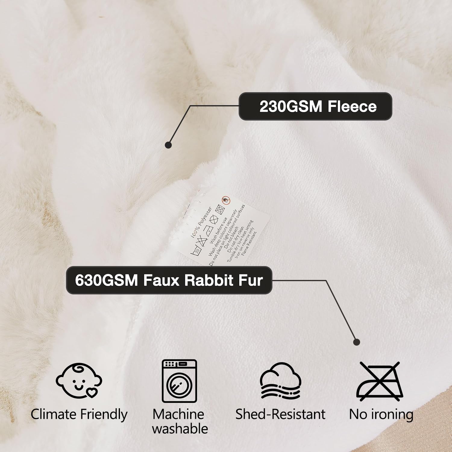 ORINOVA Plush faux fur blanket folded on sofa demonstrates quick warmth and decorative texture.