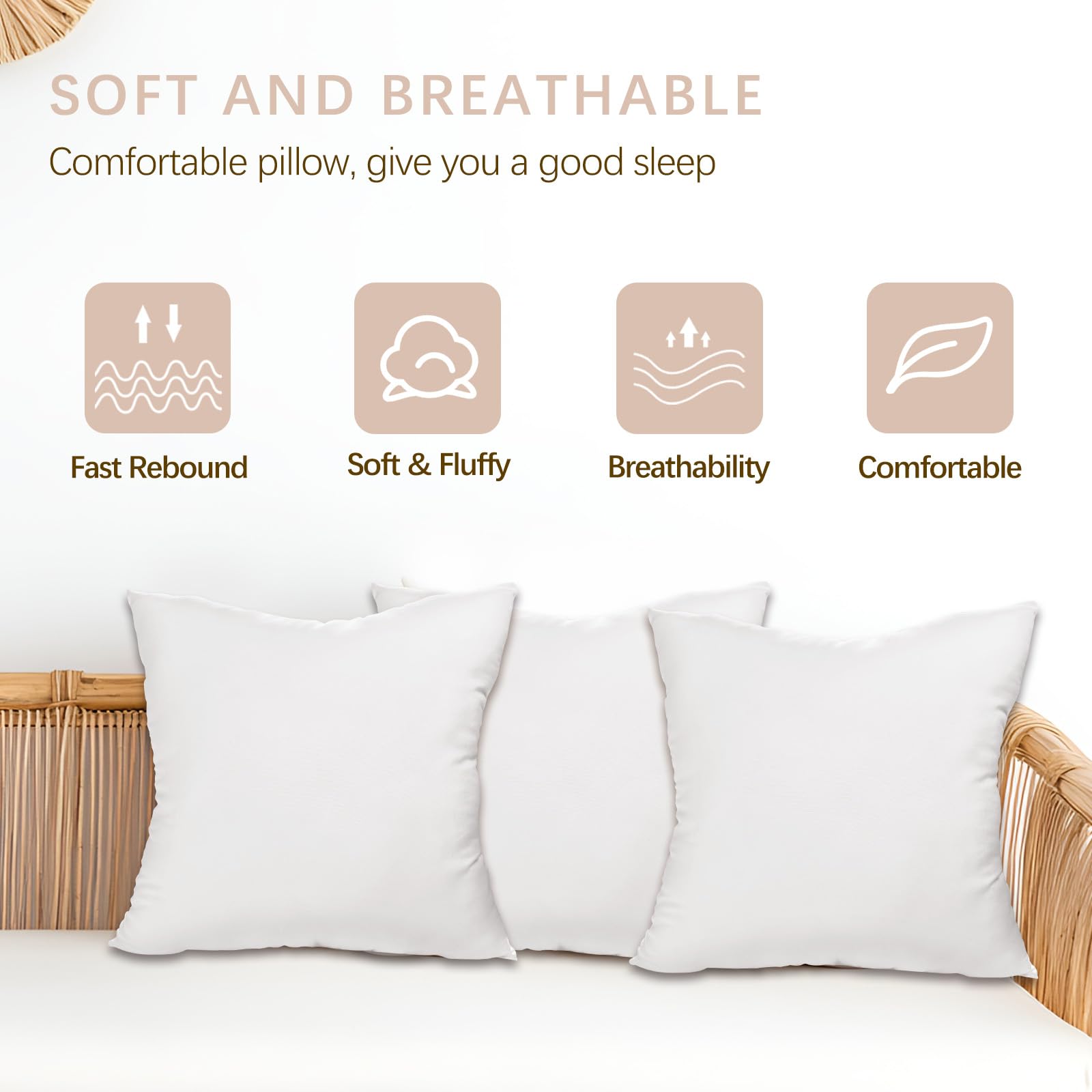 ORJ pillow insert on a sofa adding plush support and tidy decor.