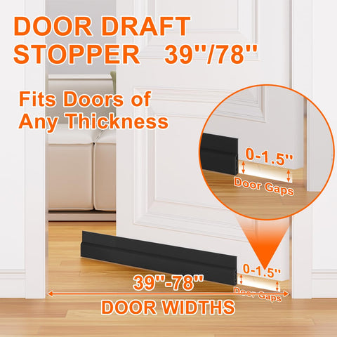 Ormein door seal in use, blocking cold air in a living room