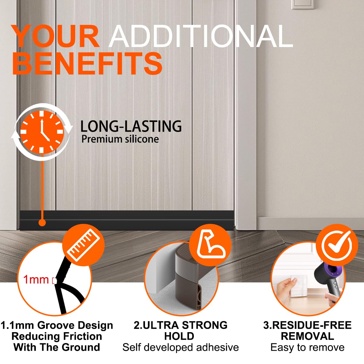 Exterior door sweep by Ormein blocks drafts and dust outdoors