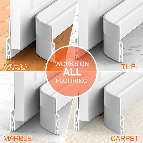 Ormein draft stopper protects against dust and light intrusion.