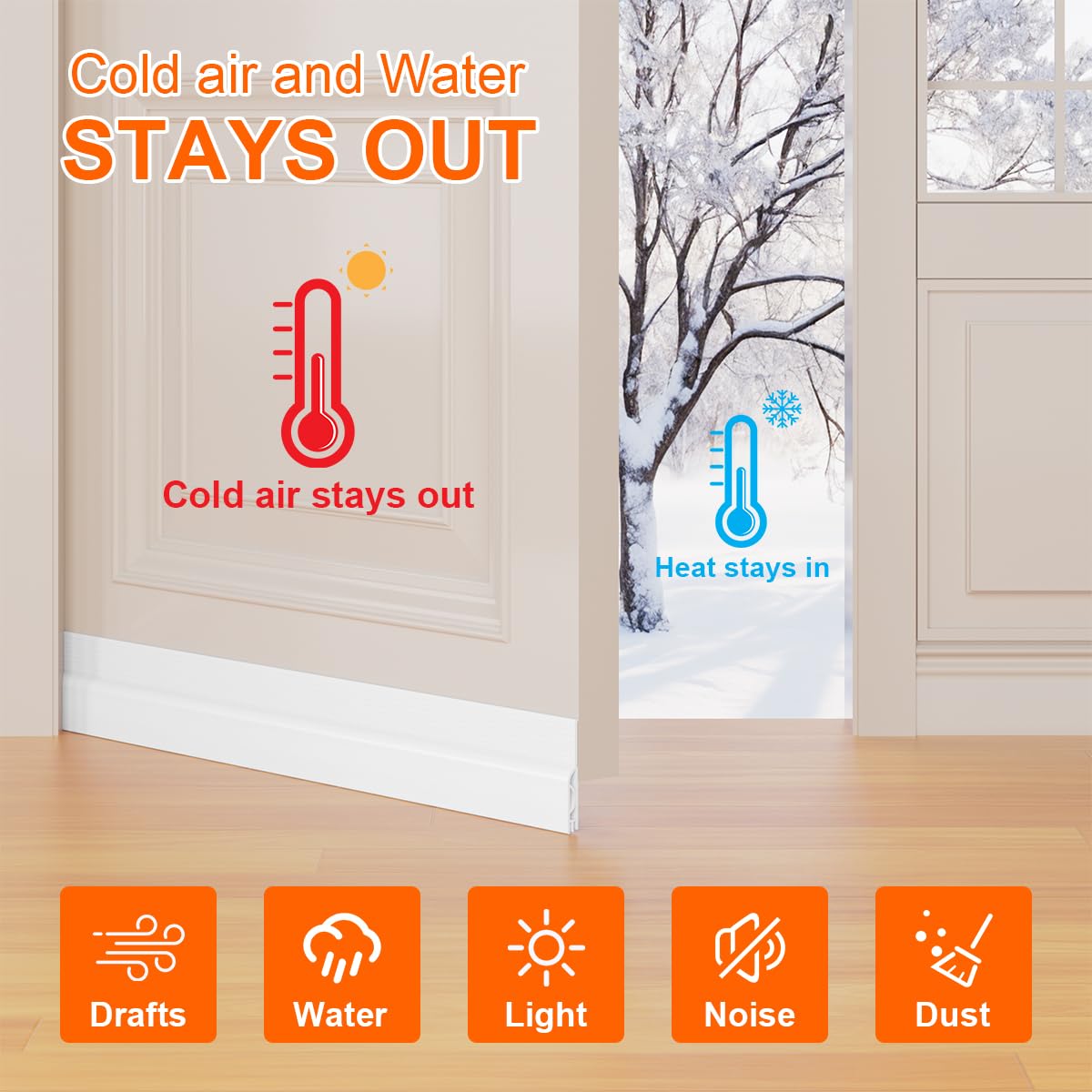 Ormein silicone door seal with adhesive backing improves door seals.