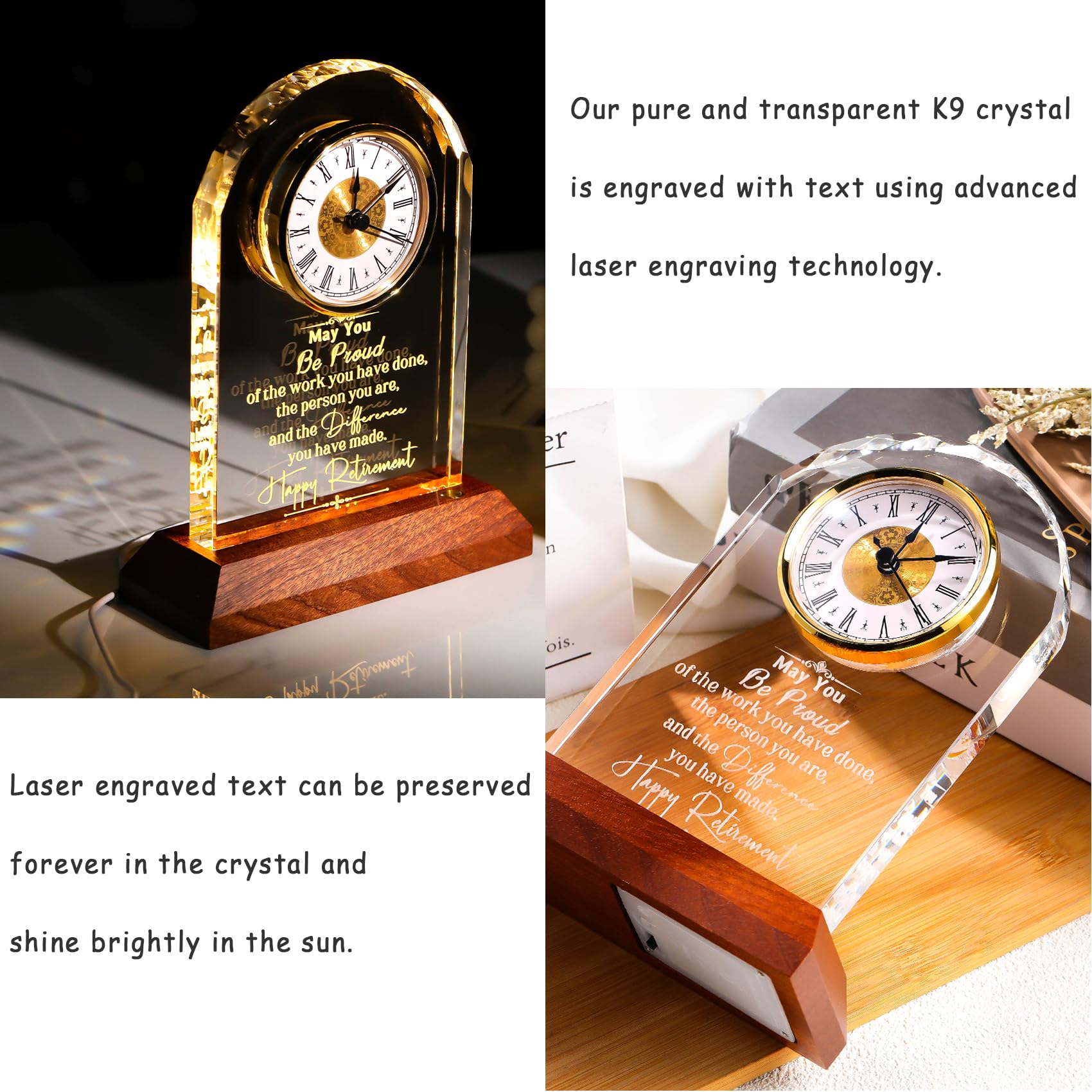 Ornalrist clock on table as stylish home office decor