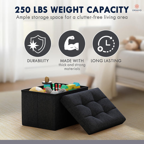 Ornavo Home versatile bedroom or office ottoman keeps essentials organized.