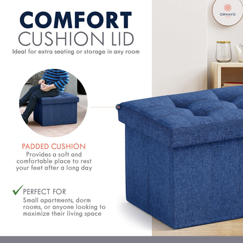 Ornavo Home ottoman with storage in bedroom for blankets.