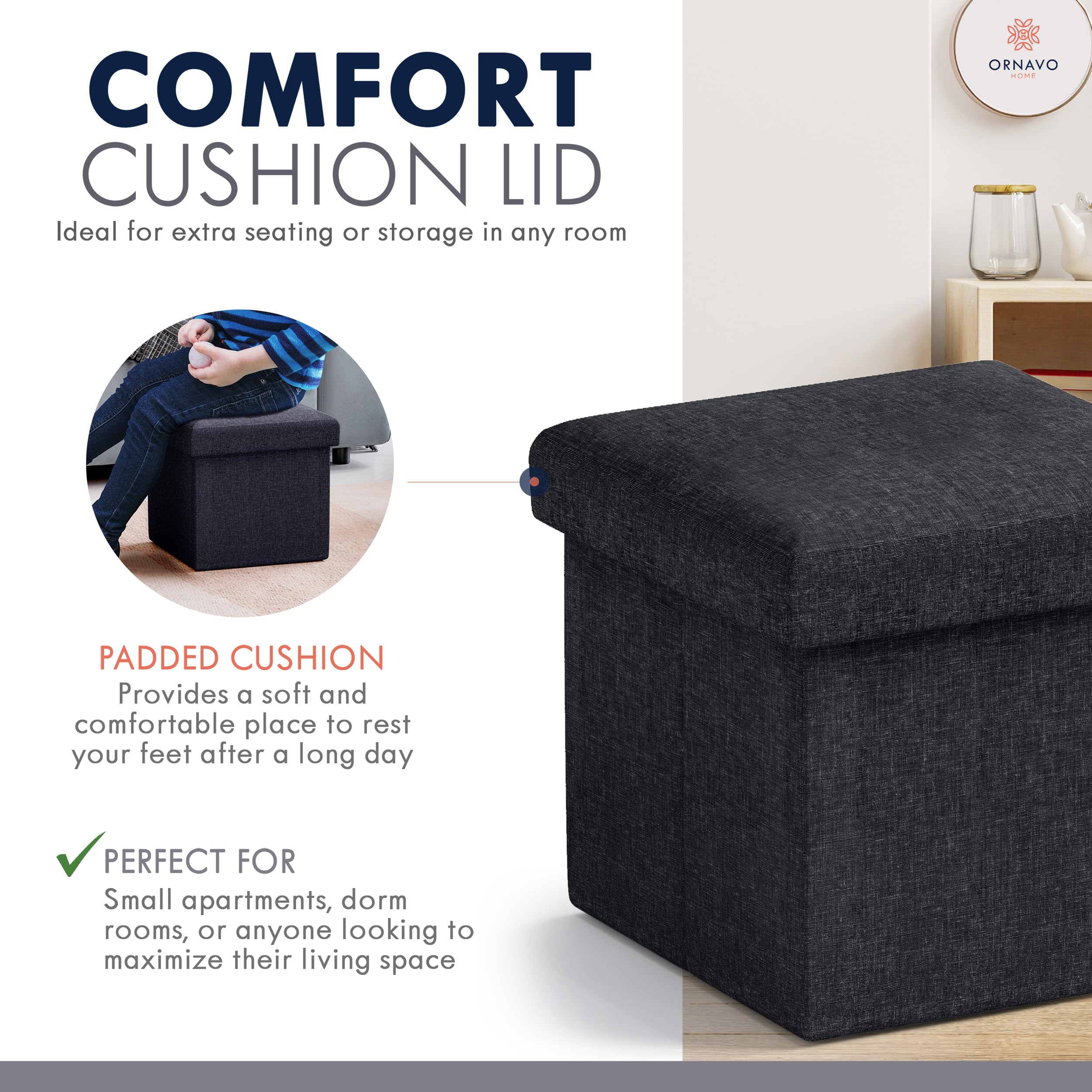Ornavo Home compact-dorm-room ottoman ideal for small living spaces.
