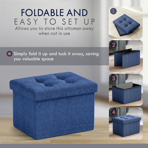 Ornavo Home foldable ottoman collapsed for compact storage.