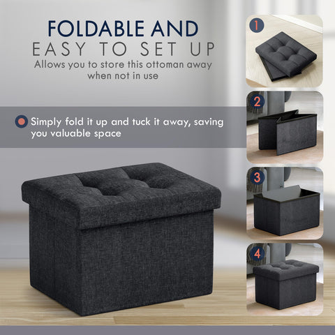 Ornavo Home foldable ottoman ideal for dorm rooms and small spaces.