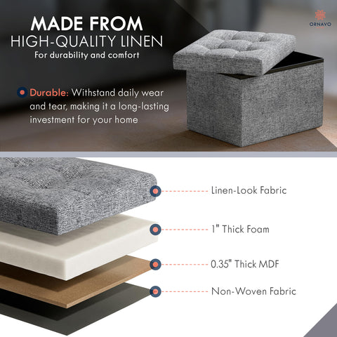 Ornavo Home linen-texture upholstery adds soft, durable seating in gray.