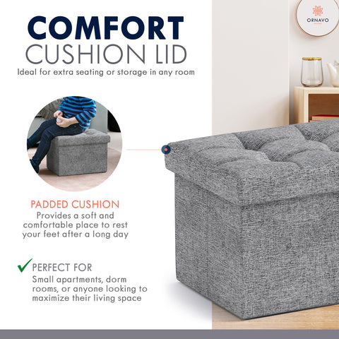 Ornavo Home versatile ottoman doubles as seating in living room settings.