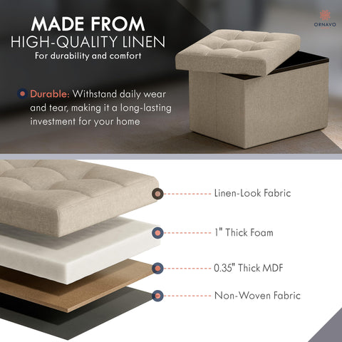 Ornavo Home ottoman open storage compartment keeps blankets and magazines organized.