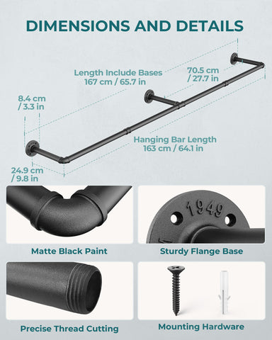 OROPY clothes rack matte black finish blends with industrial décor.