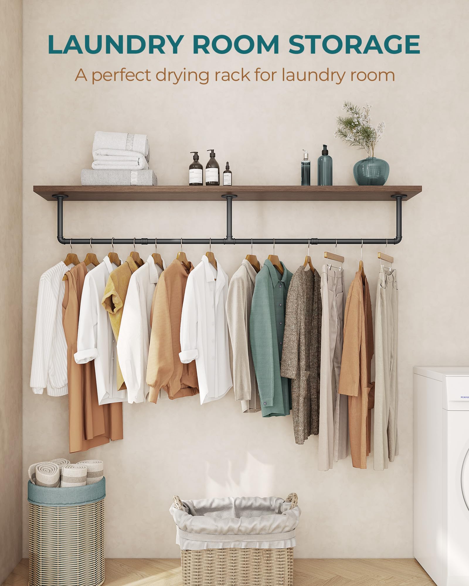OROPY clothes rack cast-iron pipes assembly demonstrates long-lasting strength.