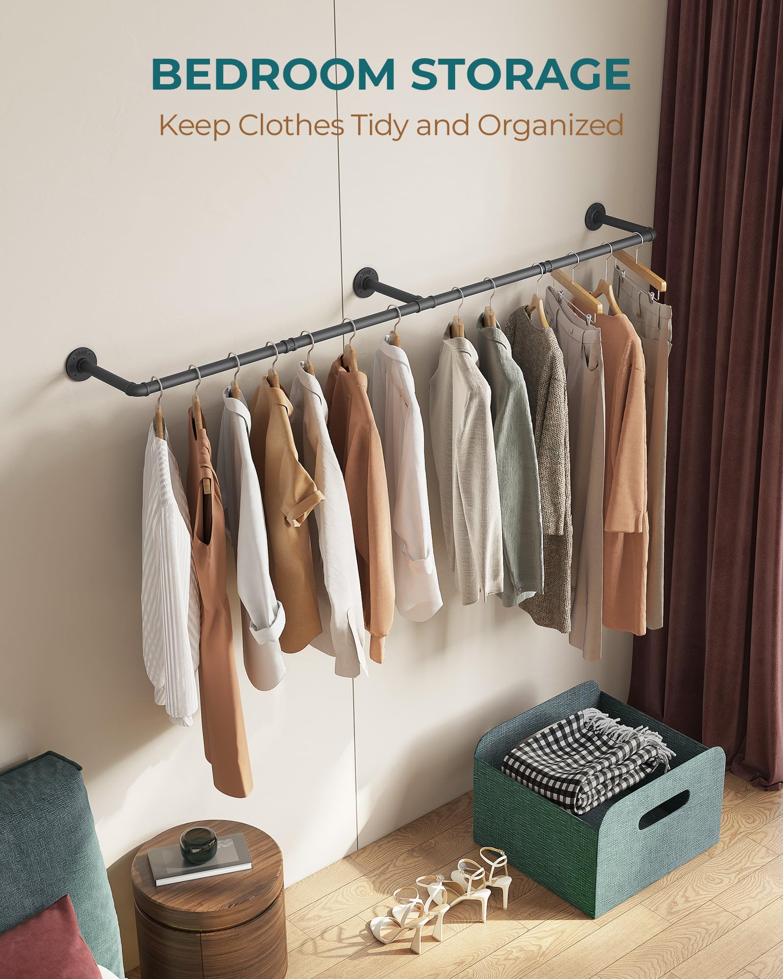 OROPY clothes rack with plants decor showcases decorative yet practical storage.