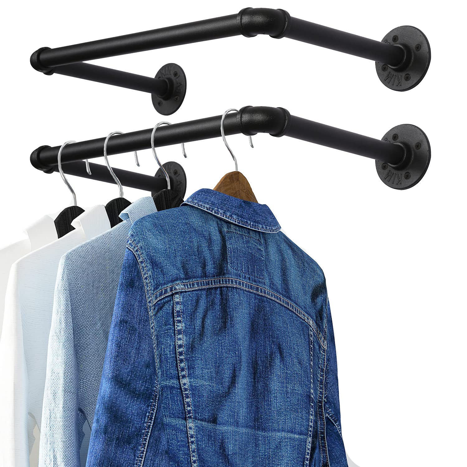 OROPY Industrial Pipe Clothes Rack wall-mounted assembly for sturdy, space-saving storage.