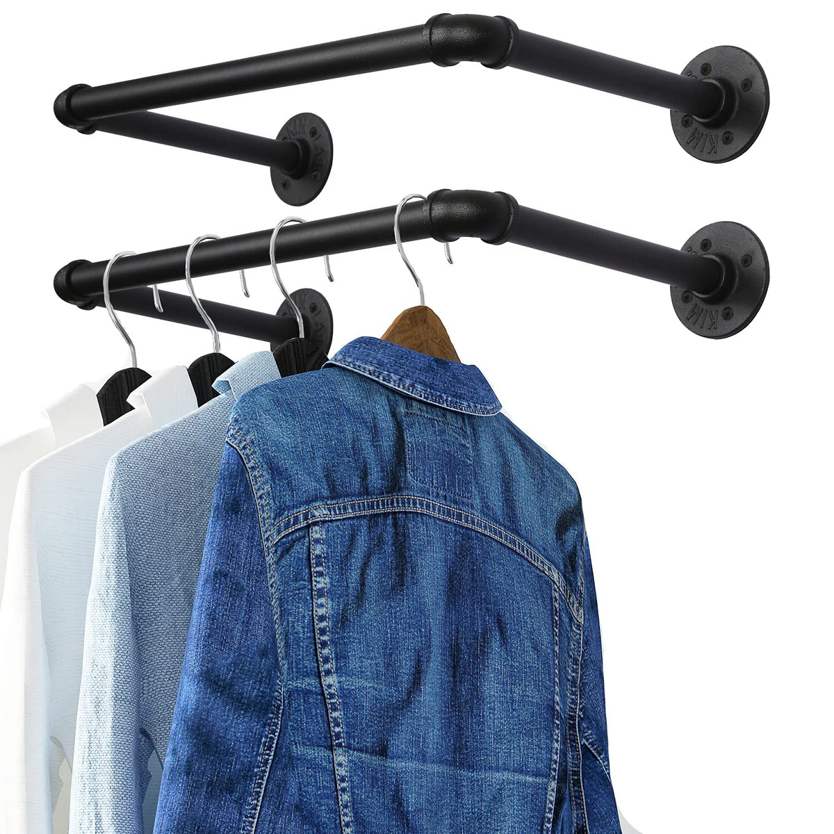 OROPY Industrial Pipe Clothes Rack wall-mounted assembly for sturdy, space-saving storage.